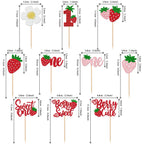 ZHUOWEISM 30 Pcs Sweet One Strawberry Cupcake Toppers – Glitter Berry Birthday Party Decor