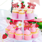 ZHUOWEISM 30 Pcs Sweet One Strawberry Cupcake Toppers – Glitter Berry Birthday Party Decor