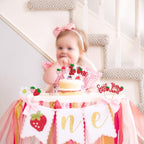 ZHUOWEISM 30 Pcs Sweet One Strawberry Cupcake Toppers – Glitter Berry Birthday Party Decor