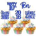 ZHUOWEISM 30 Pcs 10th Birthday Cupcake Toppers Glitter - Straight Outta 2016