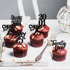 ZHUOWEISM 30Pcs Black Glitter Cupcake Toppers – Happy 25th Birthday, Straight Outta 2001, Party Cake Decorations