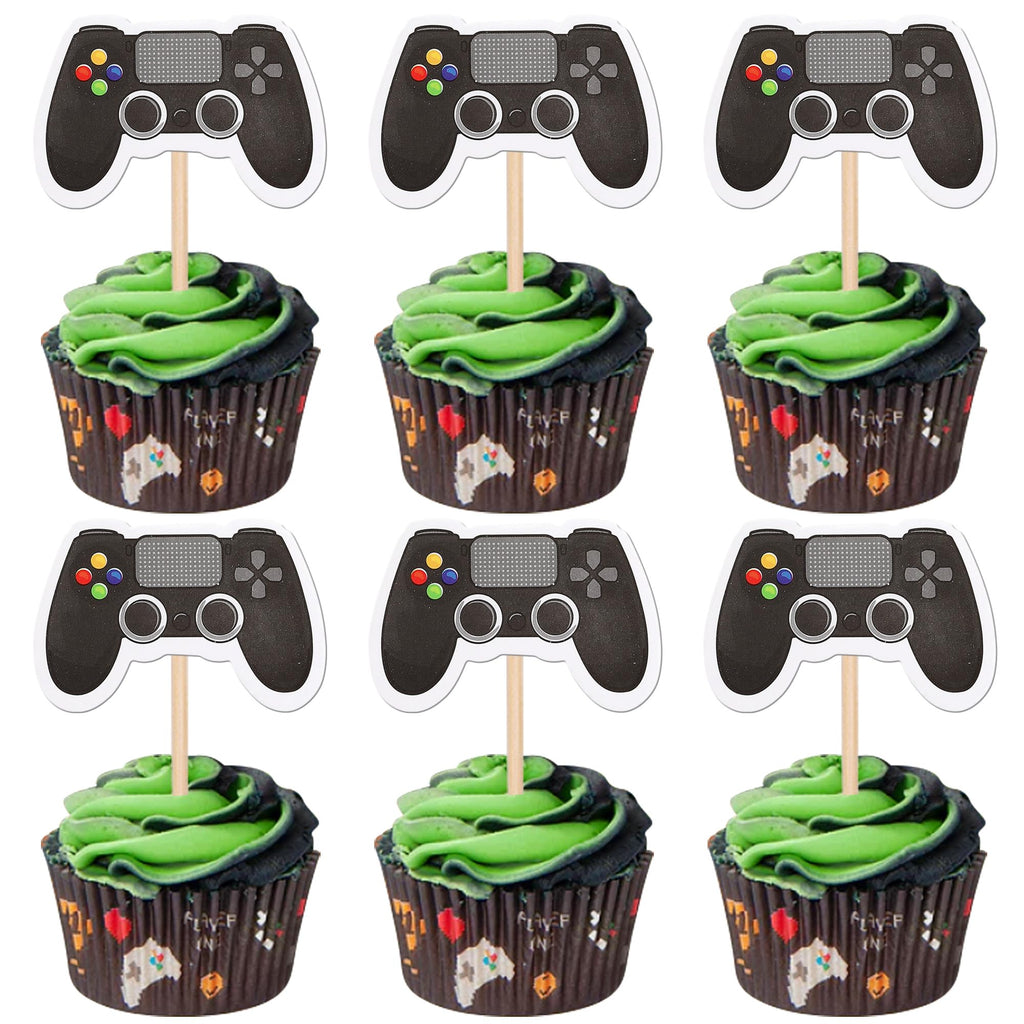 ZHUOWEISM 40 Pcs Video Game Controllers Cupcake Toppers - Double-Sided Game On Controllers Picks