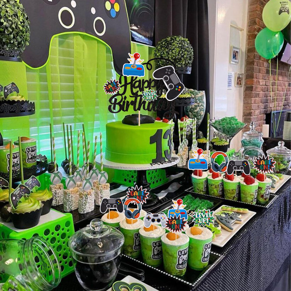 ZHUOWEISM 25 PCS Video Game Cupcake Toppers – Game On Cake Topper & Cupcake Picks for Gamer Parties