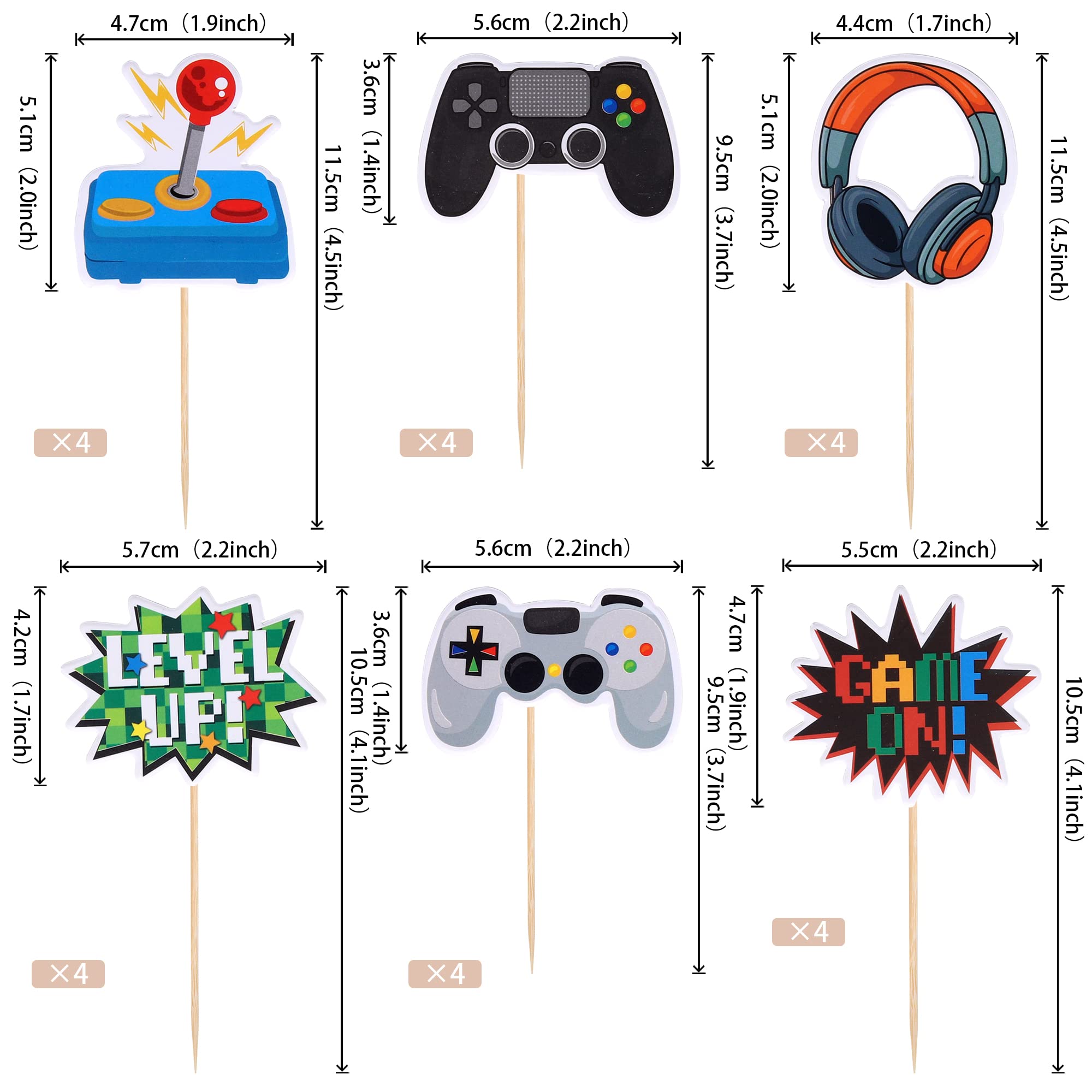 ZHUOWEISM 25 PCS Video Game Cupcake Toppers – Game On Cake Topper & Cupcake Picks for Gamer Parties