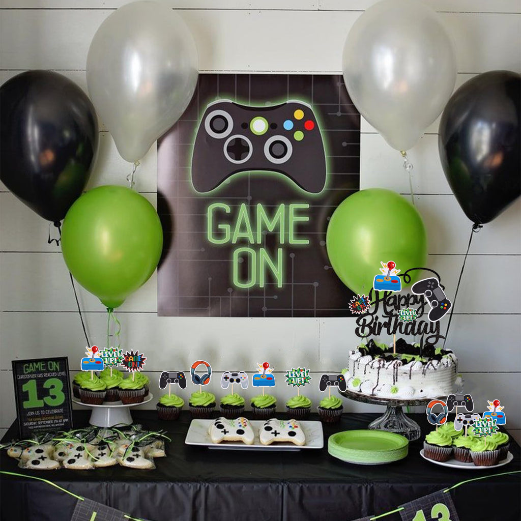 ZHUOWEISM 25 PCS Video Game Cupcake Toppers – Game On Cake Topper & Cupcake Picks for Gamer Parties