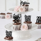 ZHUOWEISM 30Pcs Black Glitter 18th Birthday Cupcake Toppers — Straight Outta 2008 Party Decor