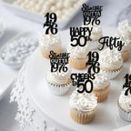 ZHUOWEISM 30Pcs Black 50th Birthday Cupcake Toppers – Glitter Straight Outta 1976
