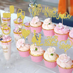 ZHUOWEISM 30-Piece Glitter Cupcake Toppers – He Asked She Said Yes | Miss to Mrs I Do Love Heart Ring