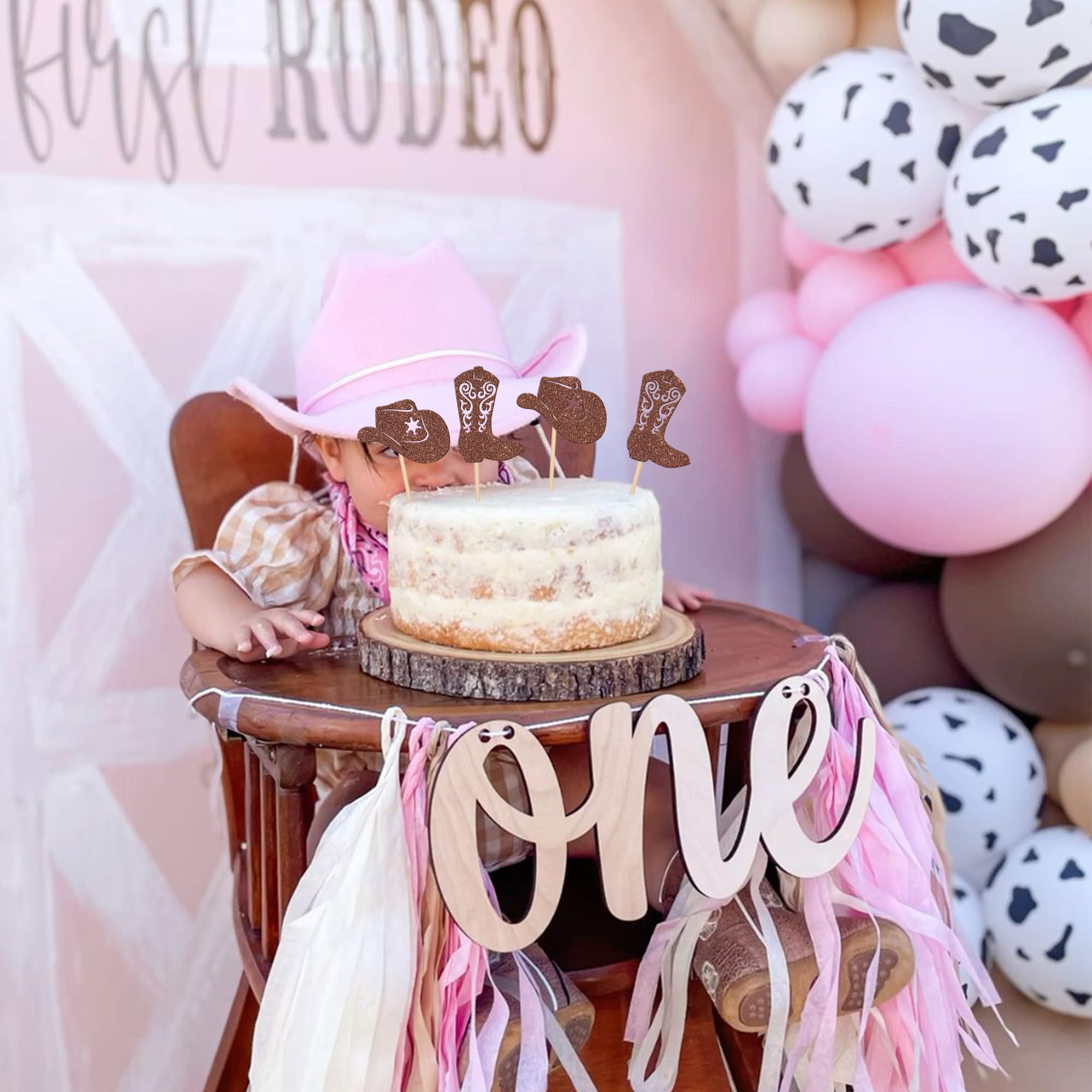 ZHUOWEISM 24-Piece Cowboy Cupcake Toppers — Glitter Hats & Boots