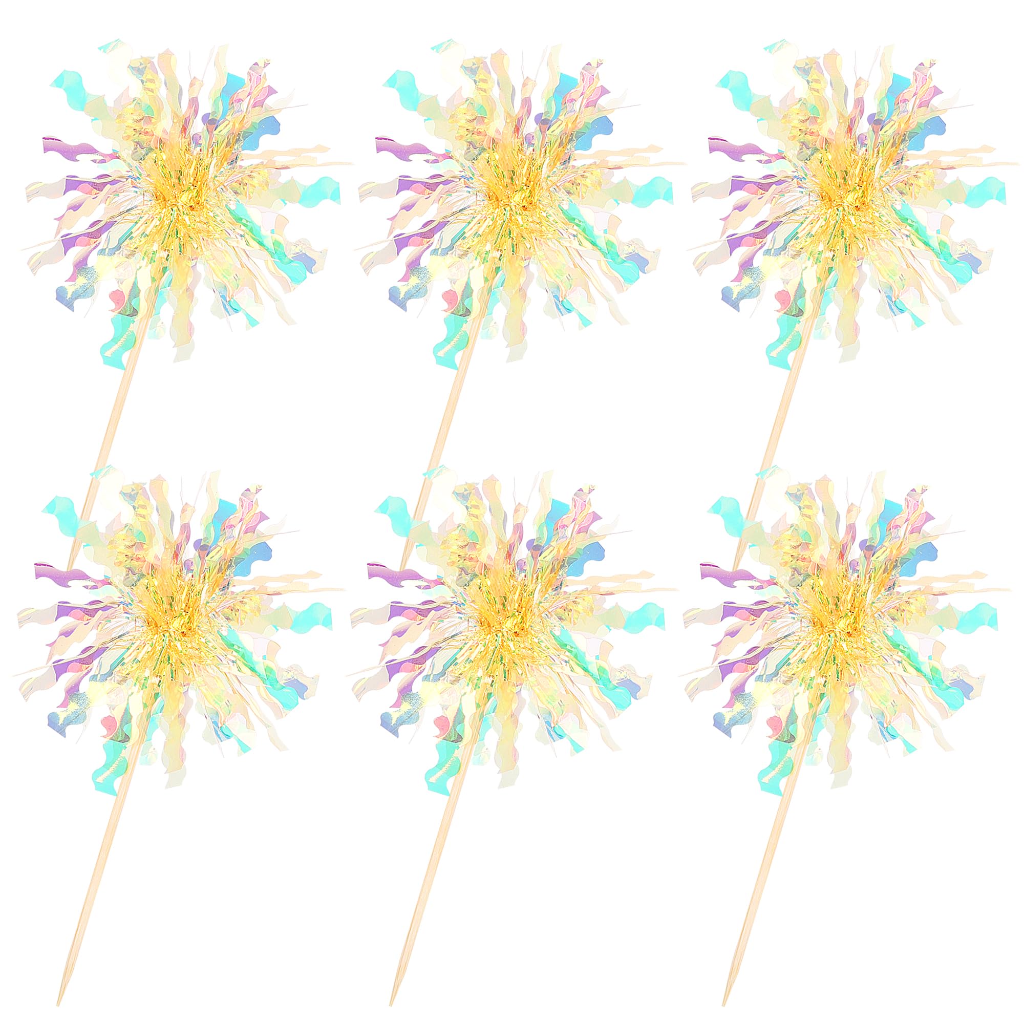 ZHUOWEISM 30 Pcs Foil Firework Cupcake Toppers – Sparkle Tinsel Picks for Birthday, Baby Shower, Graduation, Wedding