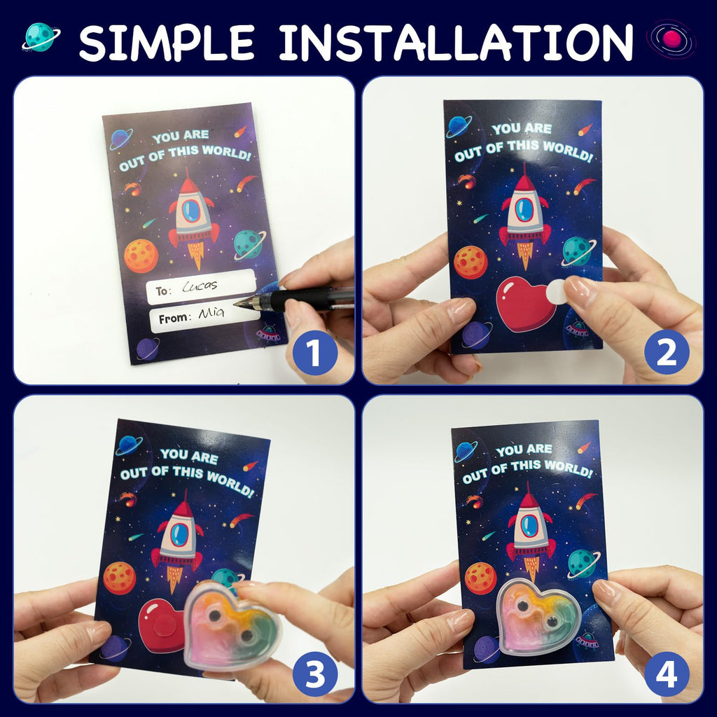ZICZLI 28-Pack Valentines Day Gifts for Kids — Space Galaxy Slime with Cards | Classroom Party Favors