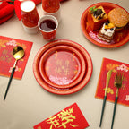 Ziliny 200-Piece Chinese New Year Party Set | Year of the Horse 2026 Plates, Cups & Napkins