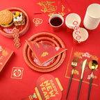 Ziliny 200-Piece Chinese New Year Party Set | Year of the Horse 2026 Plates, Cups & Napkins