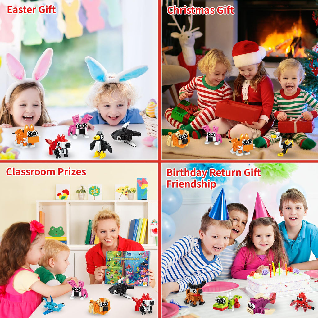 Zitetbolo 22-Pack 3-in-1 Animal Building Blocks | Party Favors & Classroom Prizes for Kids (Ages 6-12)