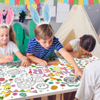 ZIZICG Easter Giant Coloring Poster – 53x33 in Table Cover, Kids Craft Poster & Party Banner