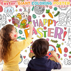 ZIZICG Easter Giant Coloring Poster – 53x33 in Table Cover, Kids Craft Poster & Party Banner