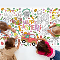 ZIZICG Easter Giant Coloring Poster – 53x33 in Table Cover, Kids Craft Poster & Party Banner