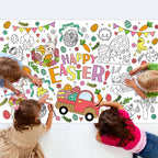 ZIZICG Easter Giant Coloring Poster – 53x33 in Table Cover, Kids Craft Poster & Party Banner