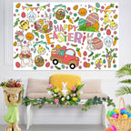 ZIZICG Easter Giant Coloring Poster – 53x33 in Table Cover, Kids Craft Poster & Party Banner