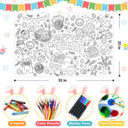 ZIZICG Easter Giant Coloring Poster – 53x33 in Table Cover, Kids Craft Poster & Party Banner
