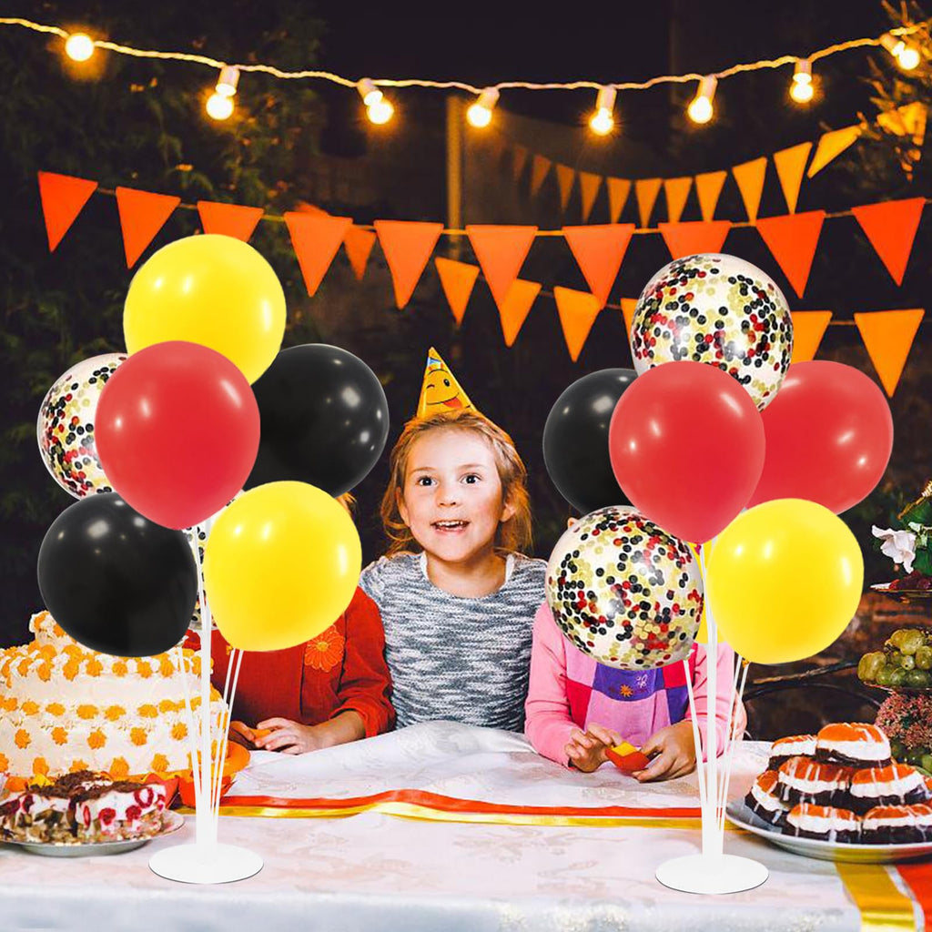 ZJDHPTY Red Yellow and Black Balloon Stand Centerpiece – 4-Set Table Decorations for Mouse Birthday Movie Night (Red Yellow Black Set4)
