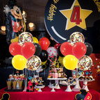 ZJDHPTY Red Yellow and Black Balloon Stand Centerpiece – 4-Set Table Decorations for Mouse Birthday Movie Night (Red Yellow Black Set4)