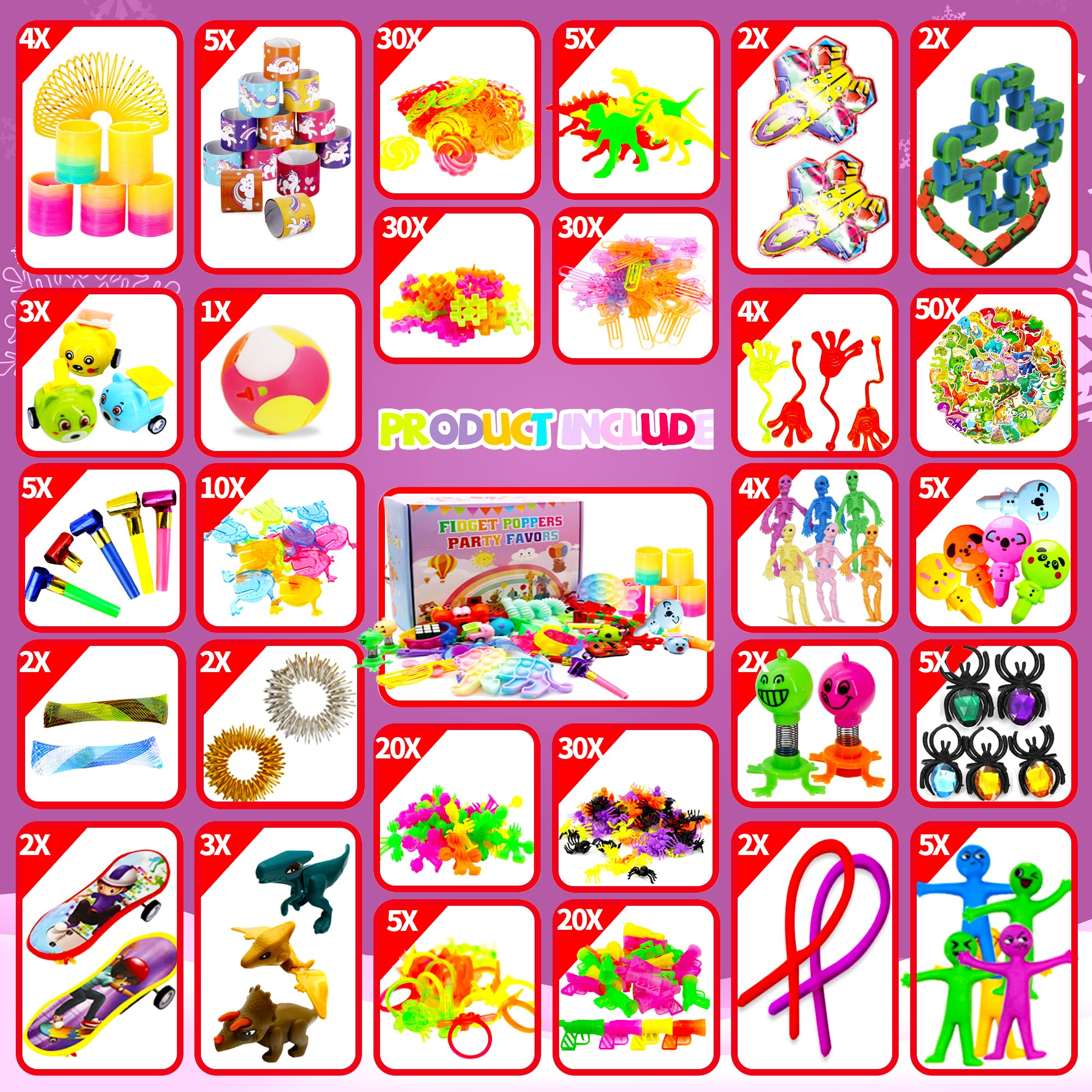 ZJLL 1000+ PCS Fidget Toy Party Favors Pack – Kids Gifts, Classroom Prizes & Holiday Stocking Stuffers