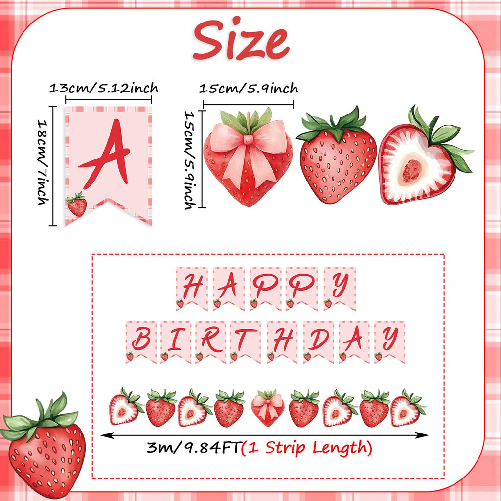 ZJRUI Strawberry Hanging Banner Decorations – Red Berry Birthday Backdrop for Baby Shower & 1st Birthday