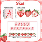 ZJRUI Strawberry Hanging Banner Decorations – Red Berry Birthday Backdrop for Baby Shower & 1st Birthday