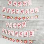 ZJRUI Strawberry Hanging Banner Decorations – Red Berry Birthday Backdrop for Baby Shower & 1st Birthday