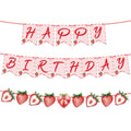 ZJRUI Strawberry Hanging Banner Decorations – Red Berry Birthday Backdrop for Baby Shower & 1st Birthday