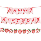 ZJRUI Strawberry Hanging Banner Decorations – Red Berry Birthday Backdrop for Baby Shower & 1st Birthday