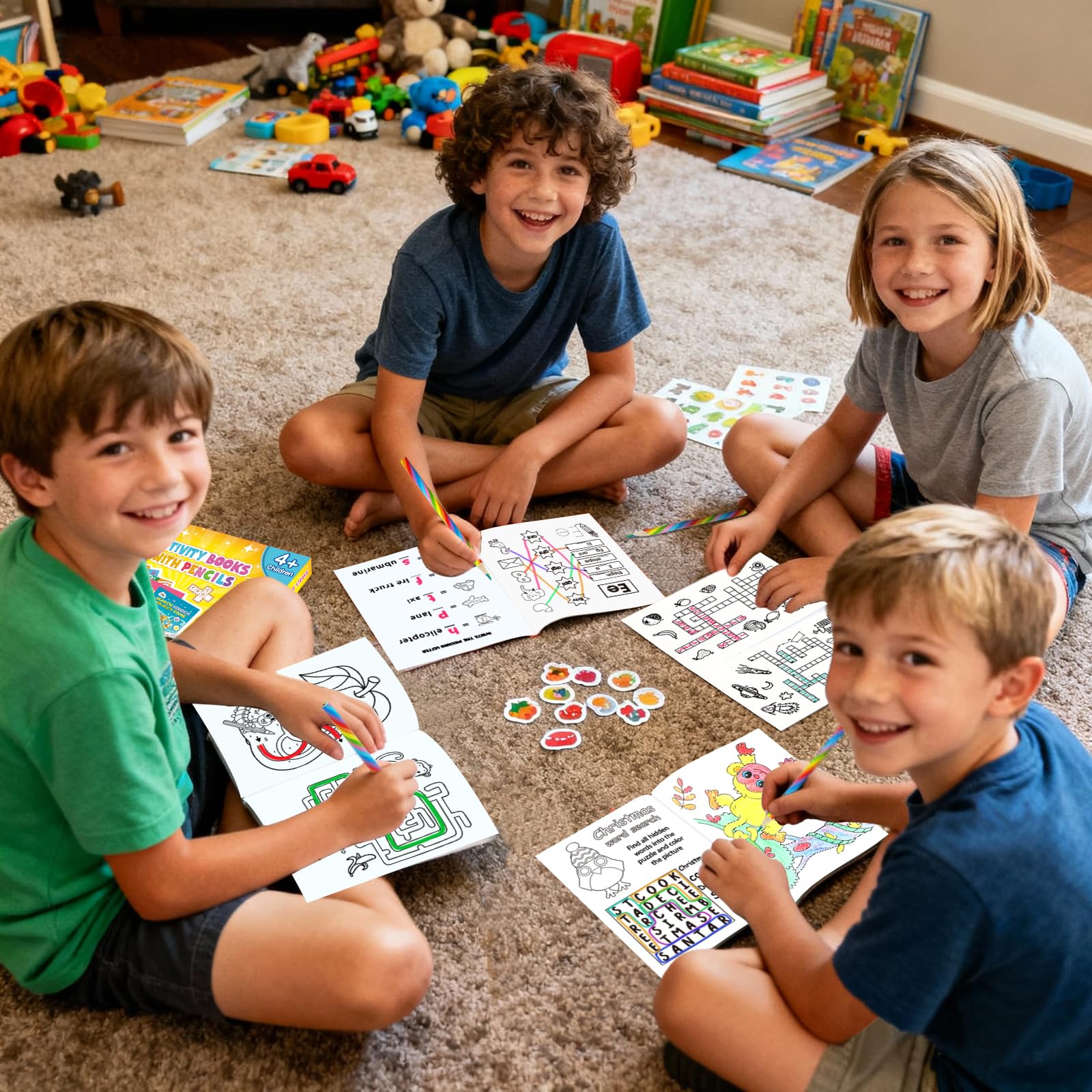 ZMLM 24er-Pack Beschäftigungsbücher mit Buntstiften – Klassenzimmerpreise & Mitgebsel für Kinder von 4–12 Jahren