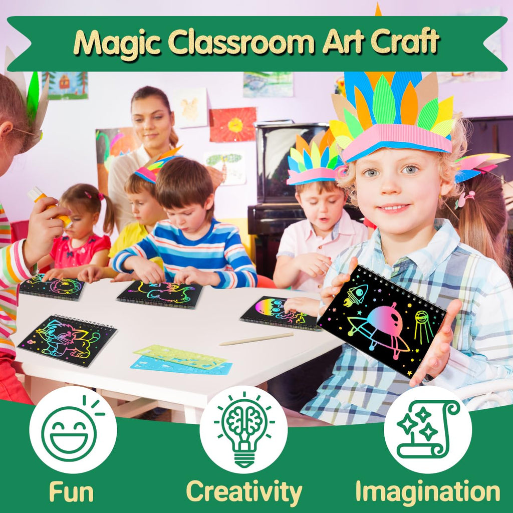 ZMLM 24-Pack Scratch Rainbow Art Notebooks – Classroom Gifts & Party Favors