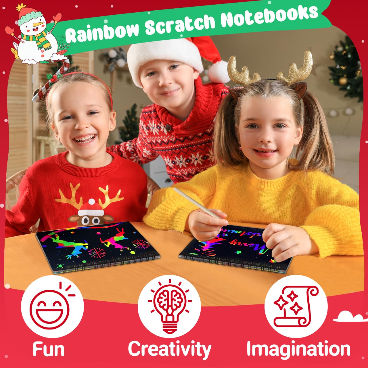 ZMLM Rainbow Scratch Art Notebooks — 24 Pack, Party Favors & Classroom Gifts