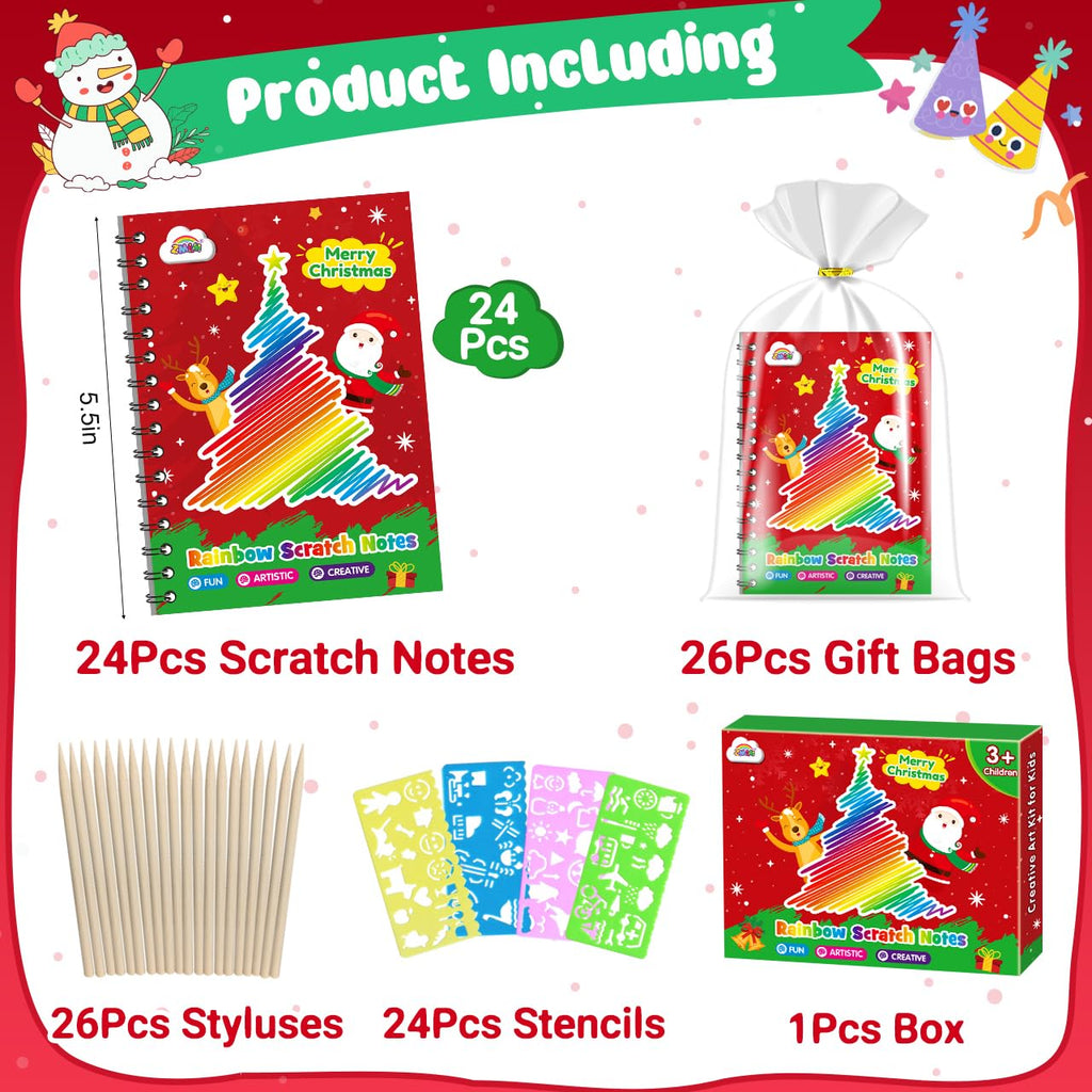 ZMLM Rainbow Scratch Art Notebooks — 24 Pack, Party Favors & Classroom Gifts