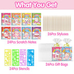 ZMLM 24-Pack Scratch Rainbow Art Notebooks — Valentines Day Classroom Gifts & Party Favors