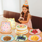 ZOIIWA 48Pcs Kitten Shaped Cat Party Plates – Disposable Dessert Tableware
