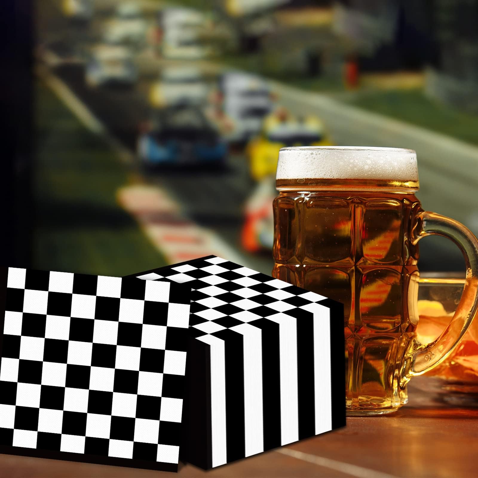 ZOIIWA 100 Pack Black & White Checkered Flag Napkins | Race Car Party Supplies