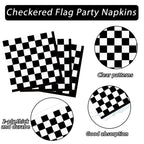 ZOIIWA 100 Pack Black & White Checkered Flag Napkins | Race Car Party Supplies
