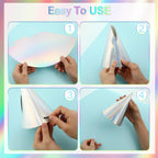 ZOIIWA 48-Piece Iridescent Rainbow Cone Hats with Elastic Strings | Birthday Party Hats
