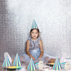 ZOIIWA 48-Piece Iridescent Rainbow Cone Hats with Elastic Strings | Birthday Party Hats