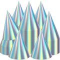 ZOIIWA 48-Piece Iridescent Rainbow Cone Hats with Elastic Strings | Birthday Party Hats