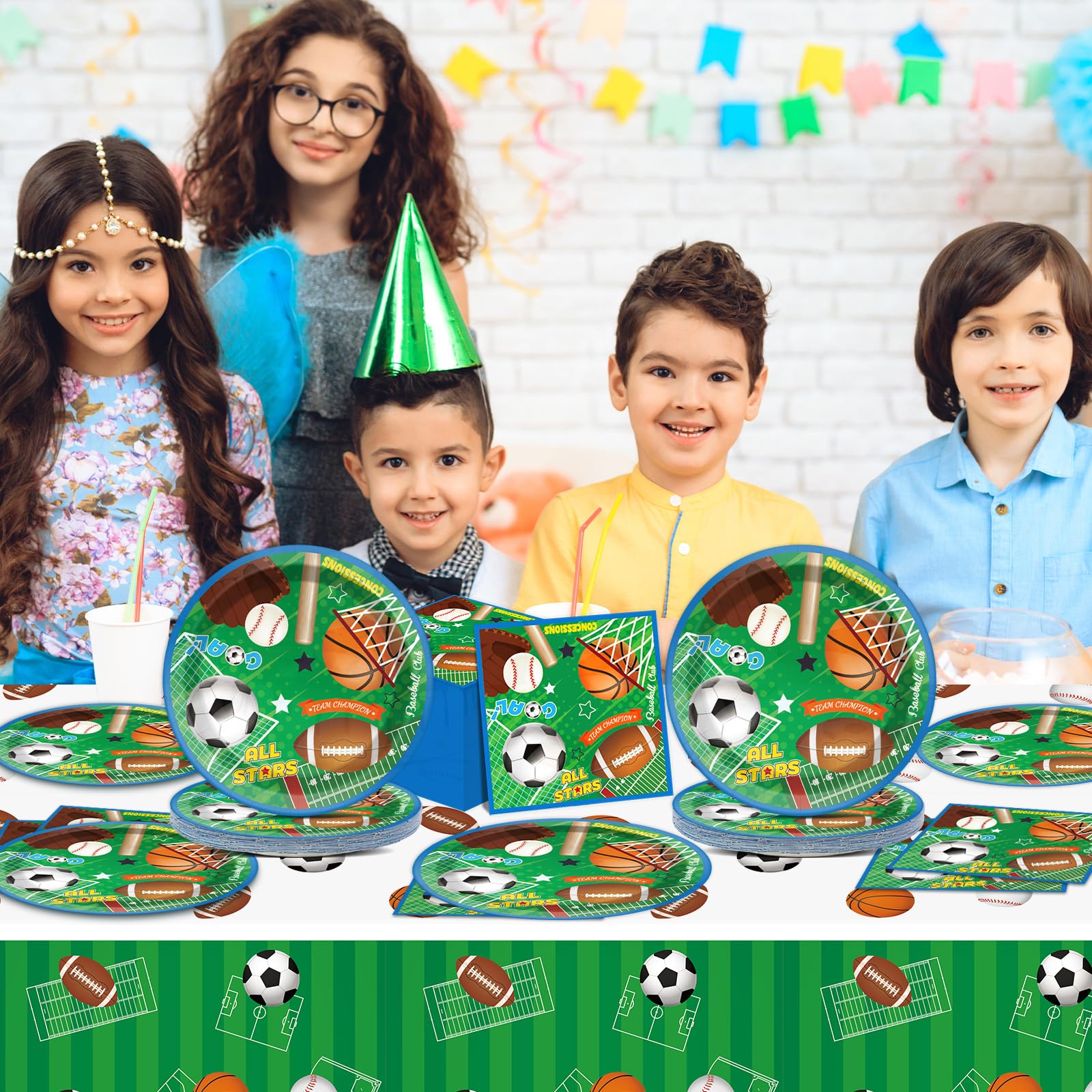 ZOIIWA Sports Party Tableware Set – All Star Plates, Napkins & Table Cover