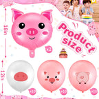 Zomiboo 34 Pcs Pig Birthday Party Decorations – Pink Banner, Balloons & Farm Theme Party Supplies