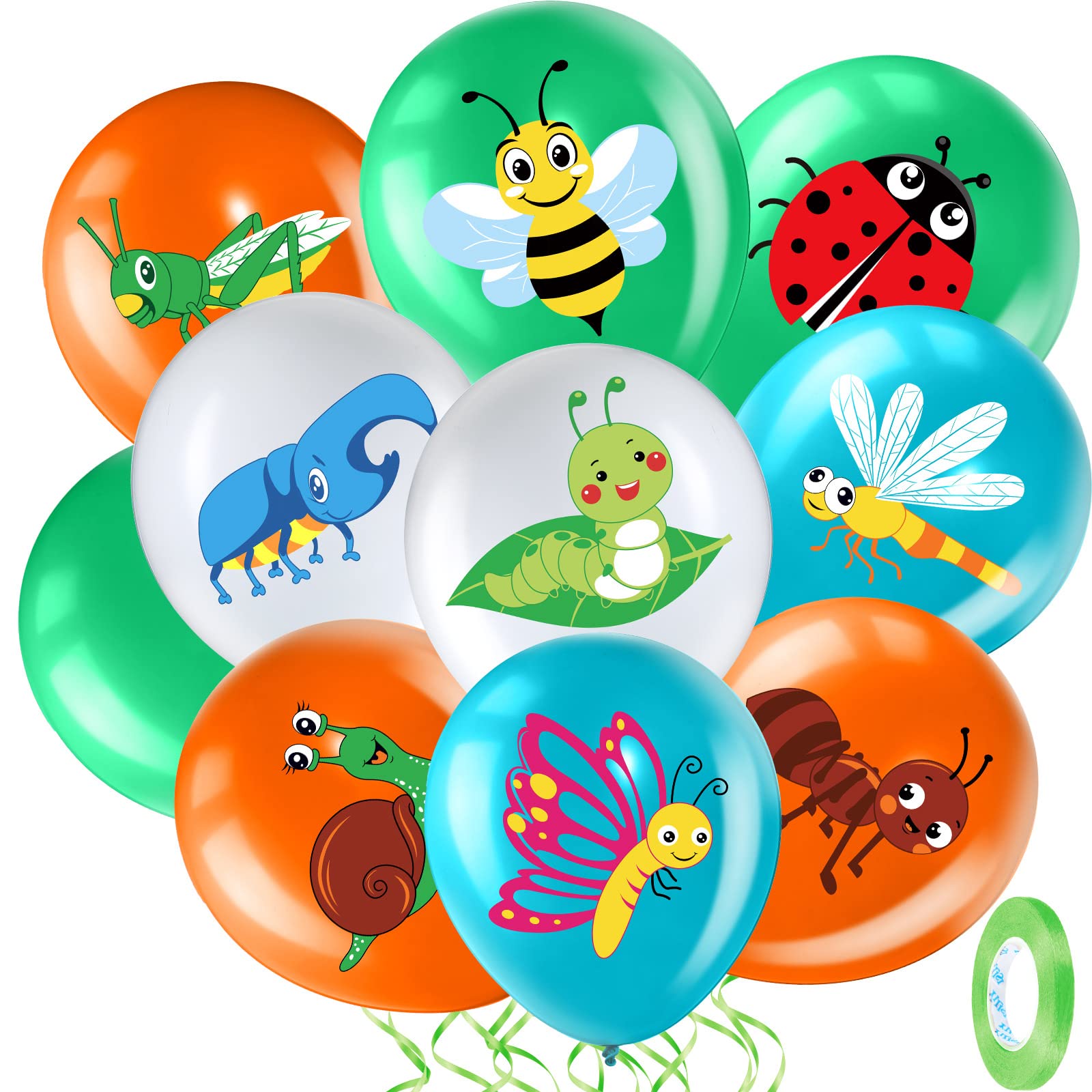 Zomiboo 50 Pack Spring Summer Bug Balloons – 12-Inch Latex Insects Party Decor