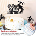Zonon 20 Pieces Dirt Bike Birthday Decorations | Motocross Banner, Cake Topper & Cupcake Toppers – Classic Style