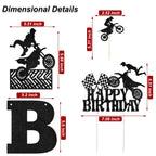 Zonon 20 Pieces Dirt Bike Birthday Decorations | Motocross Banner, Cake Topper & Cupcake Toppers – Classic Style