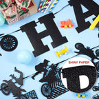 Zonon 20 Pieces Dirt Bike Birthday Decorations | Motocross Banner, Cake Topper & Cupcake Toppers – Classic Style