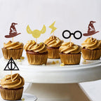 ZpiLkes 30Pcs Glitter Wizard Cupcake Toppers – Magical Birthday Party Decorations